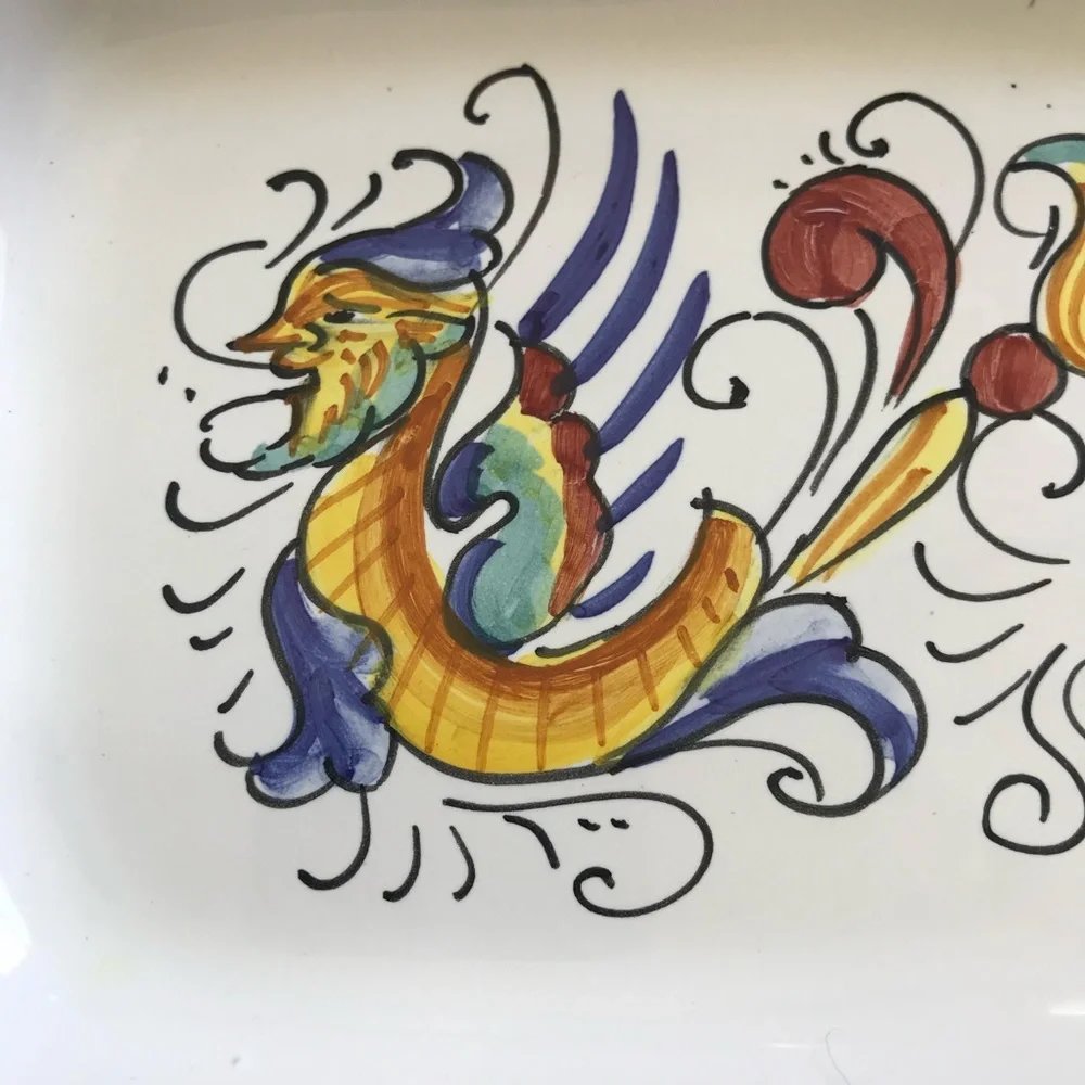 Williams Sonoma Raffaellesco Hand Painted Italian Art Pottery Rectangula…